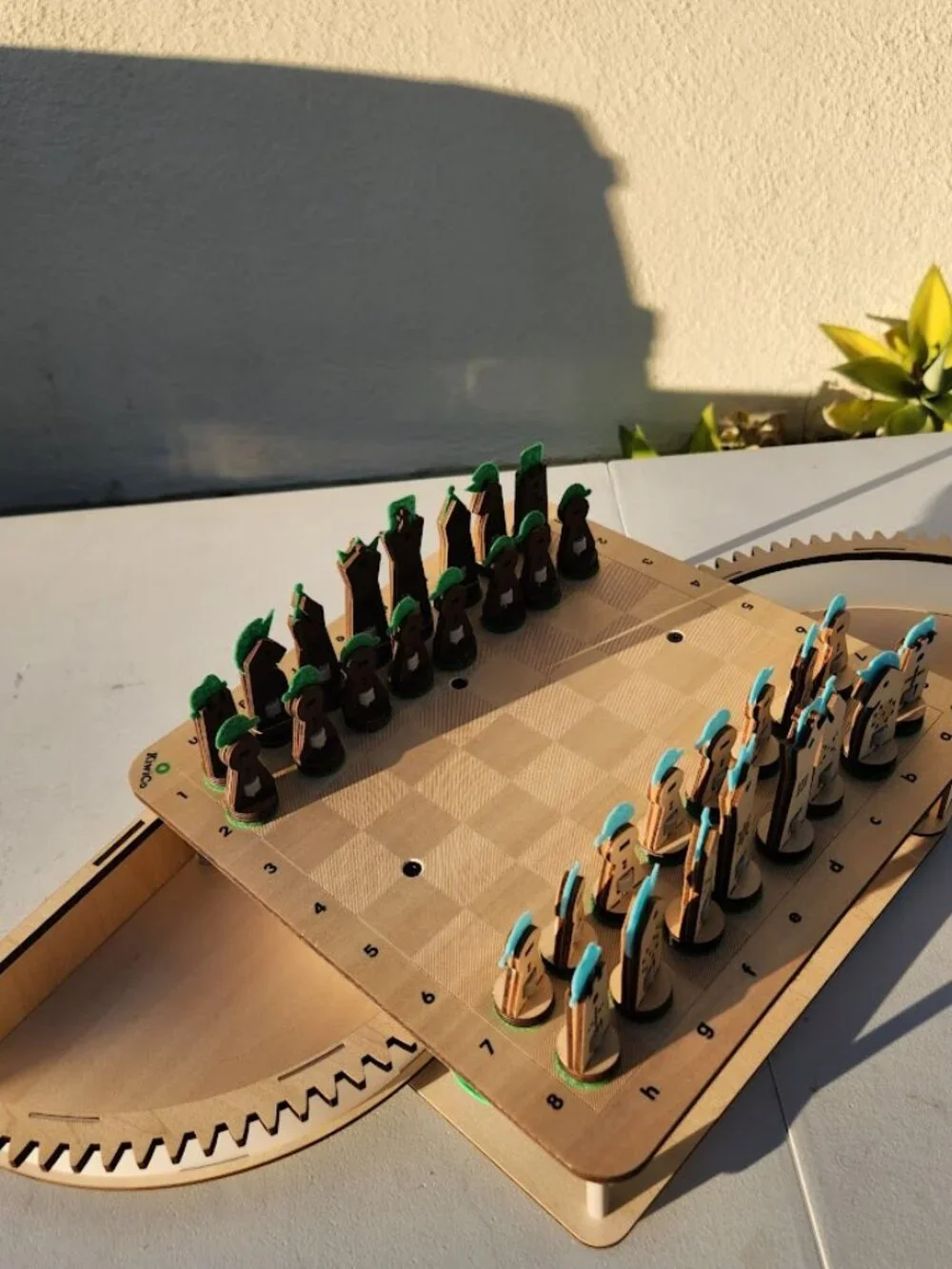NEW KiwiCo Chess Set Wooden Game Board and Pieces with Hidden Storage Brand New